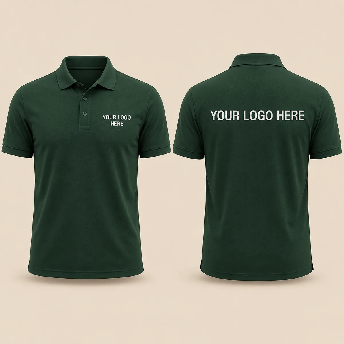 Custom embroidered polo, front and back, with your logo